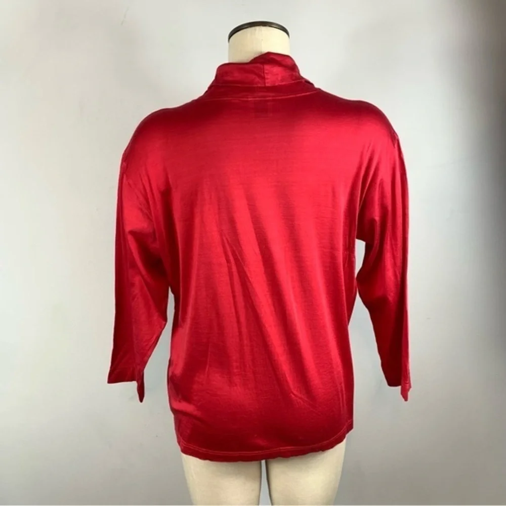Vintage Efix Red Embroidered Turtleneck Layering T-Shirt Size 43 XL
